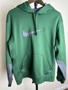 Nike Therma-Fit Green Hoodie Sweatshirt Men's M Athletic Pullover Logo Flaw
